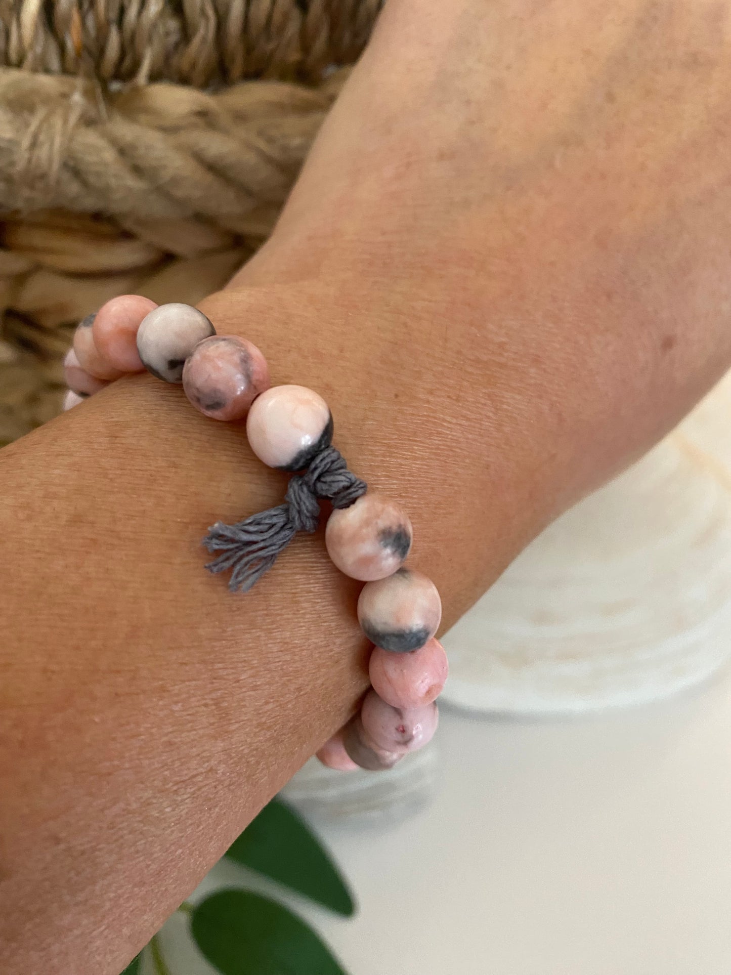 Aromatherapy Bracelet in Pink Zebra Jasper