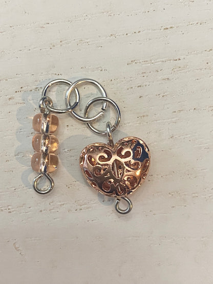 Rose Gold Puffy Heart Charm