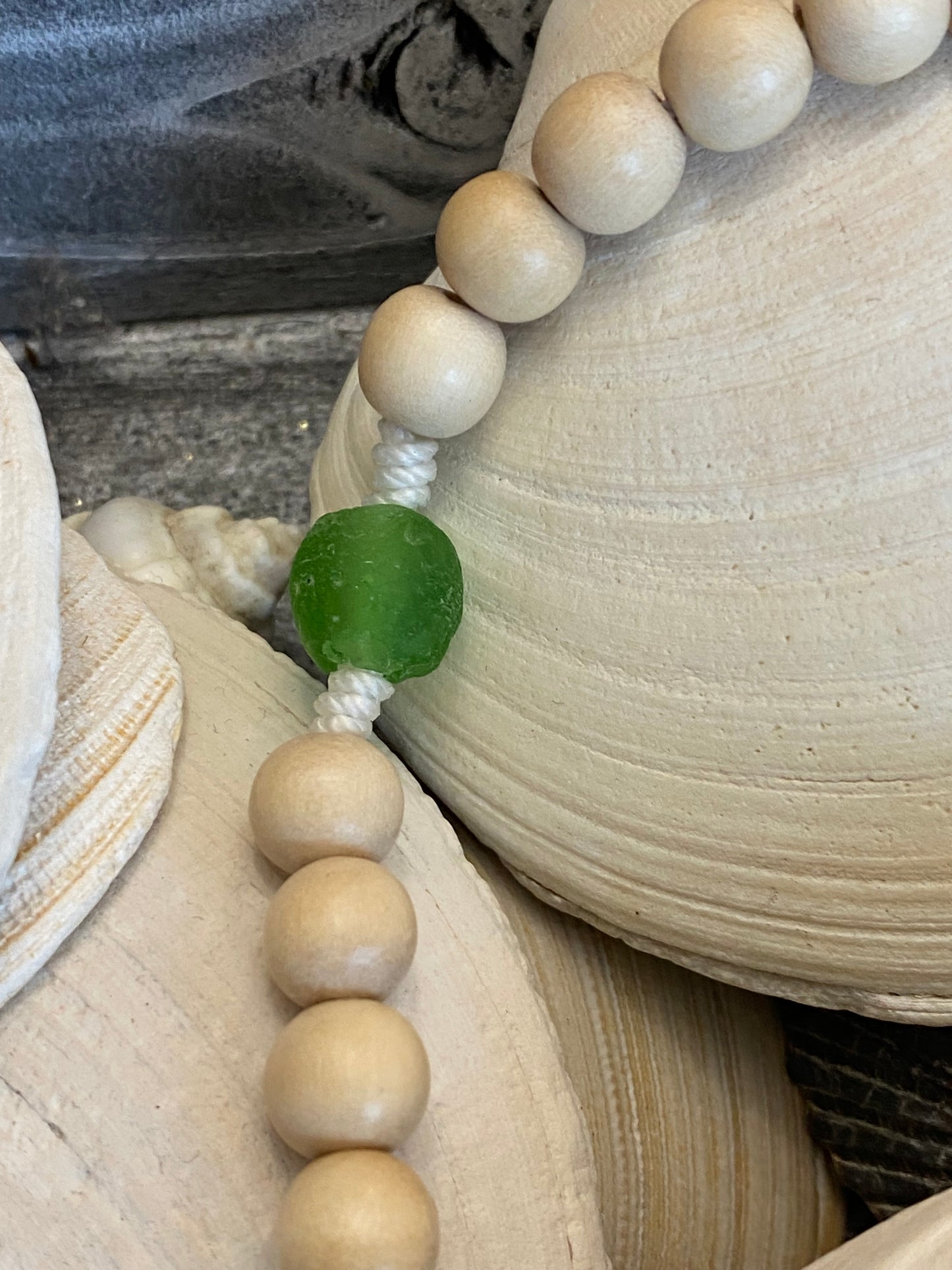 Recycled Glass and Natural Wood Cord Rosary- St. Patrick