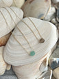14k Gold Filled Chain with Aqua Recycled Glass Bead