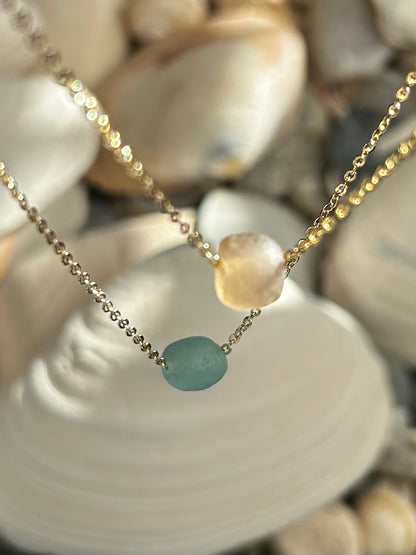 14k Gold Filled Chain with Warm Chocolate Brown Recycled Glass Bead