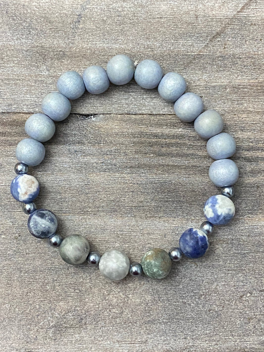 Silvered Denim Sodalite Bracelet