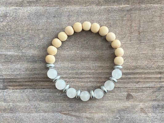 White Jade Rondelle Bracelet