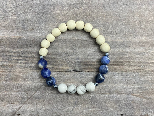 White Howlite and Blue Sodalite Bracelet