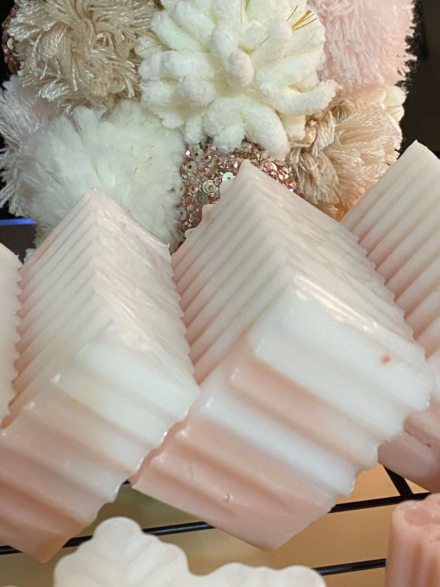 Pink and White Peppermint Crinkle Cut Soap Bar