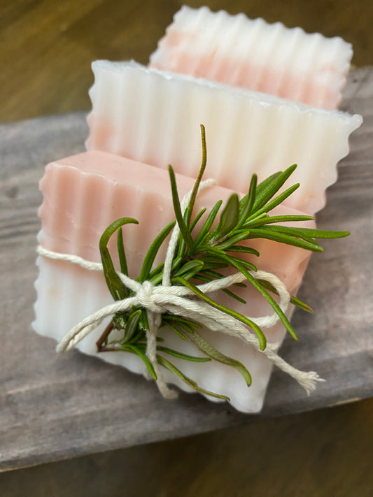 Pink and White Peppermint Crinkle Cut Soap Bar