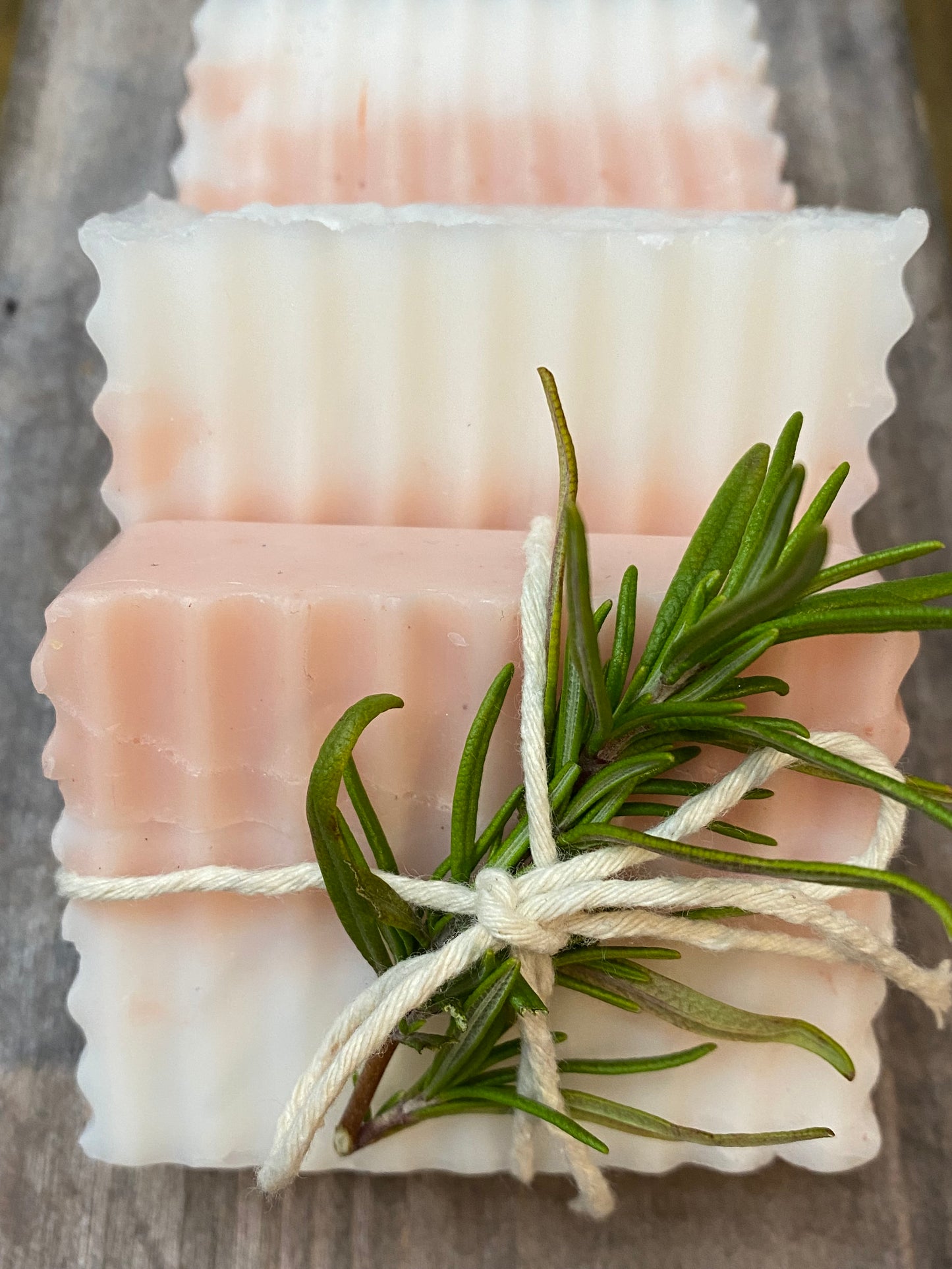 Pink and White Peppermint Crinkle Cut Soap Bar