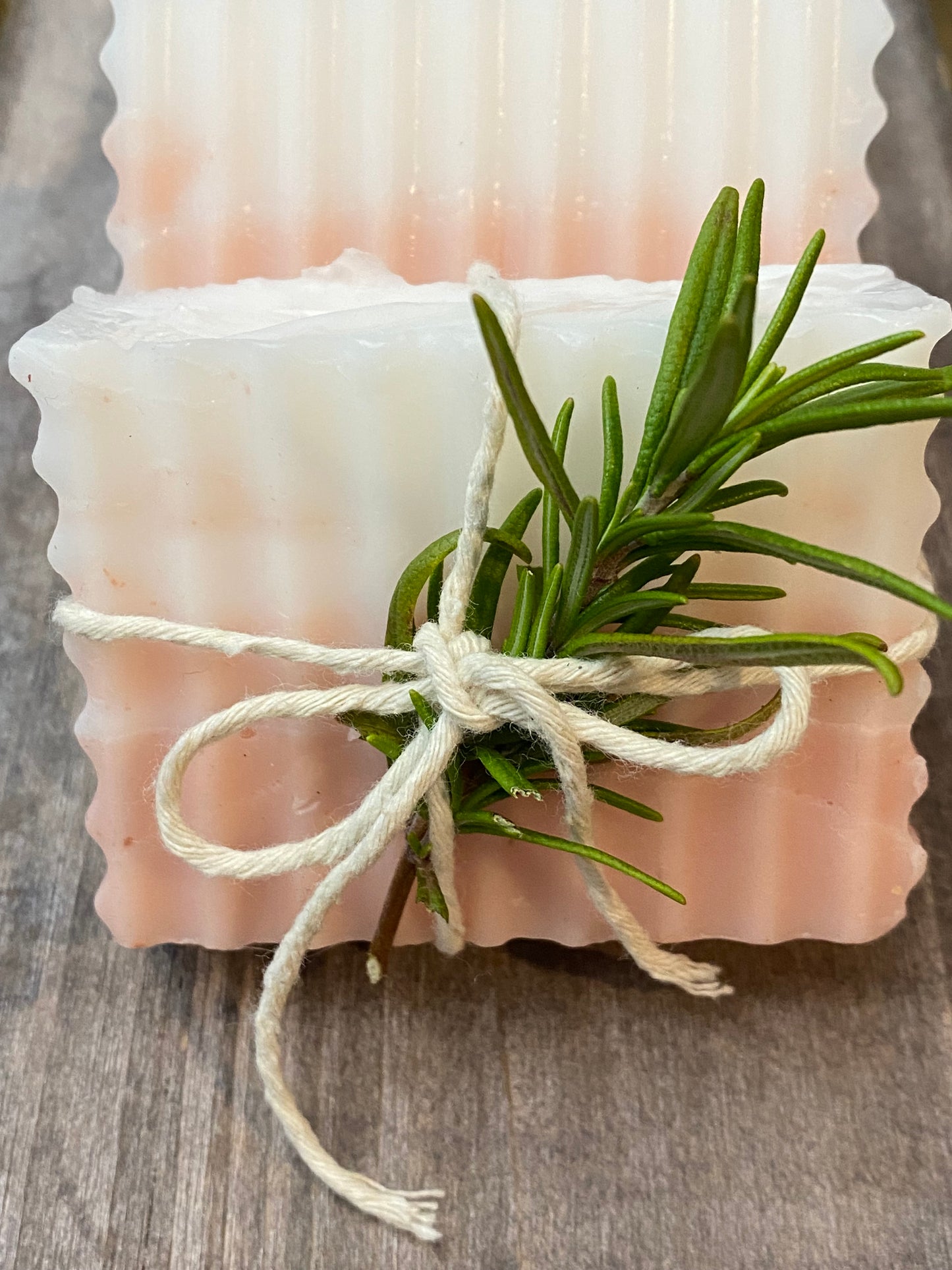 Pink and White Peppermint Crinkle Cut Soap Bar