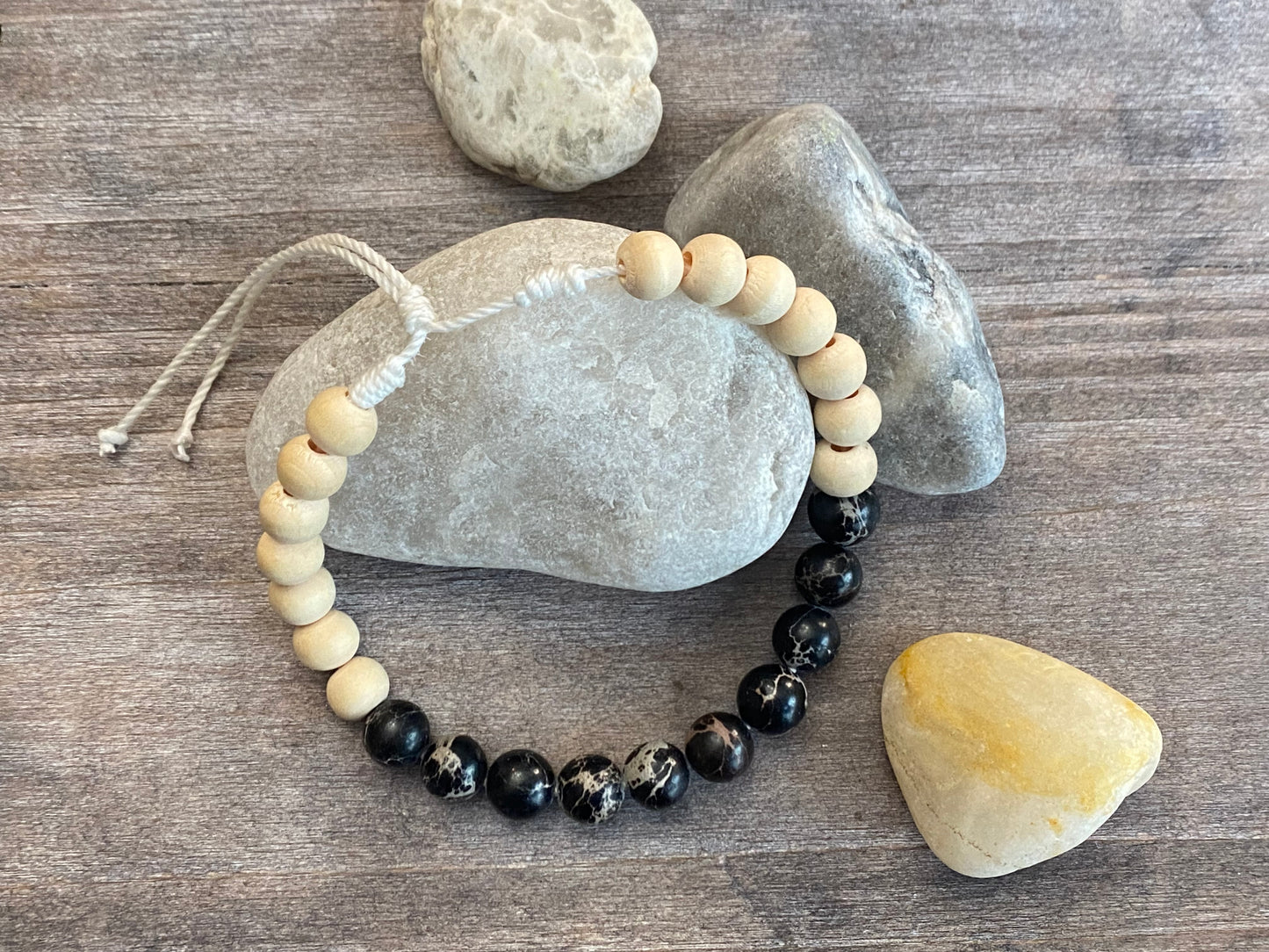 Down to Earth Natural Wood and Jasper Bracelet