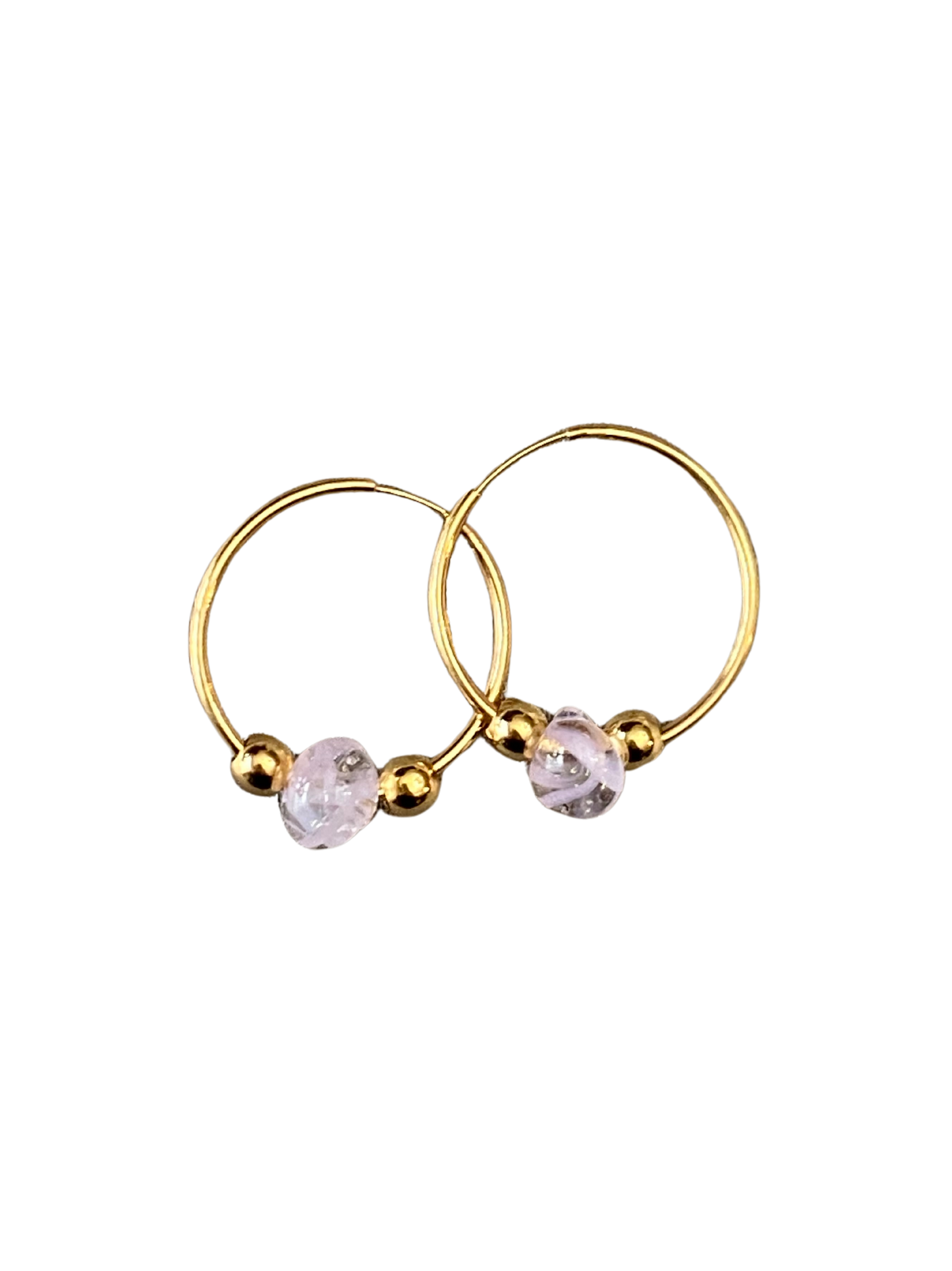 Pink Golden Teardrop Earrings