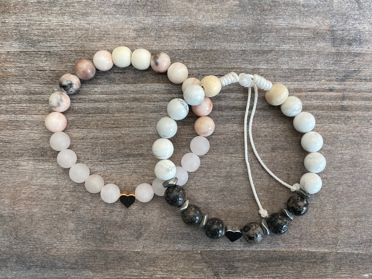 Tiny Hearts Black and White Bracelet