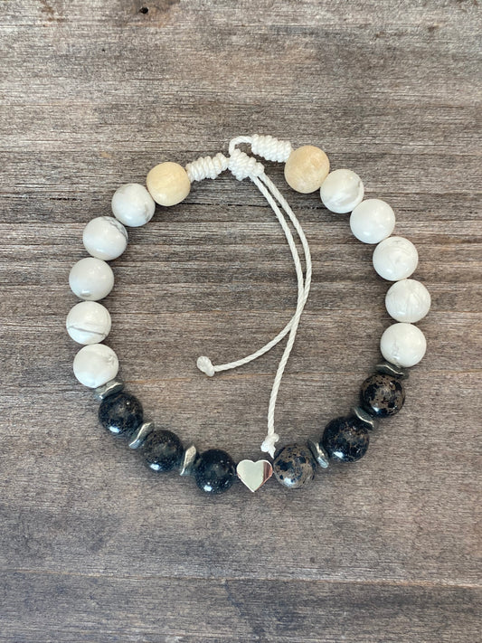 Tiny Hearts Black and White Bracelet