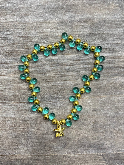 Tiny Oceans Teal Teardrop Starfish Bracelet