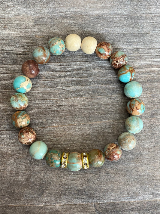 Sea Sediment Jasper Bracelet with Rondelles