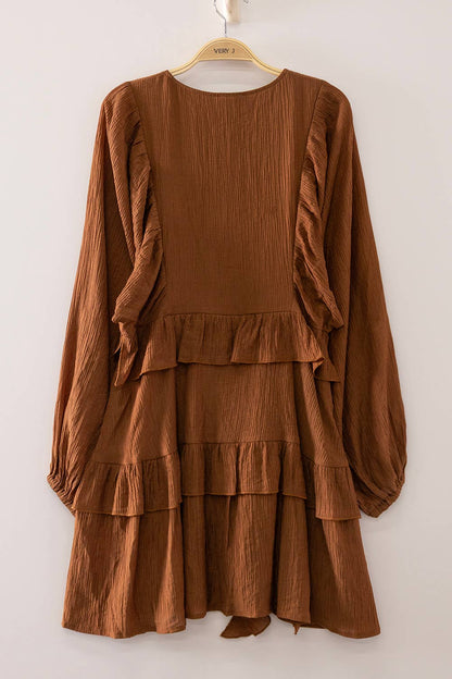 Ruffle Tiered Mini Dress Caramel