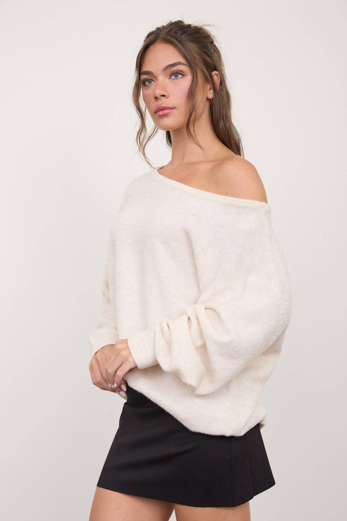 Cream Boatneck Slouchy Sweater *Preorder