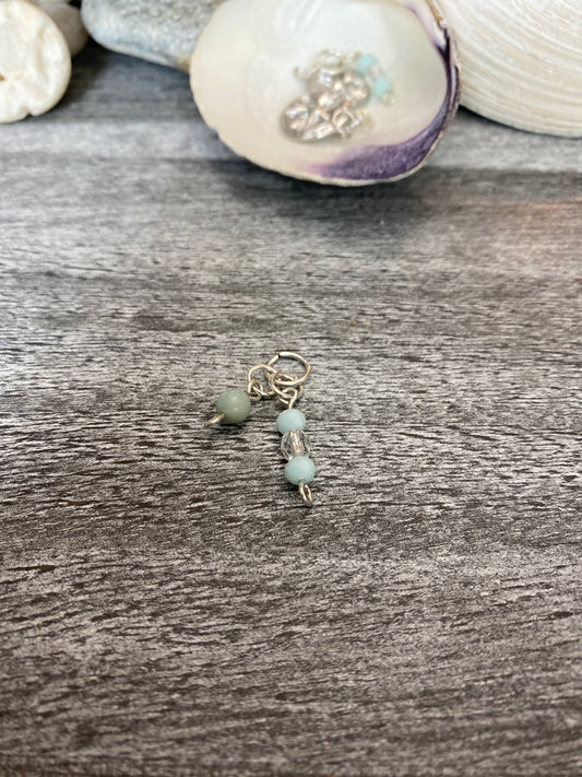 B’s Charm Bar Turquoise and Clear Glass with Amazonite Charm
