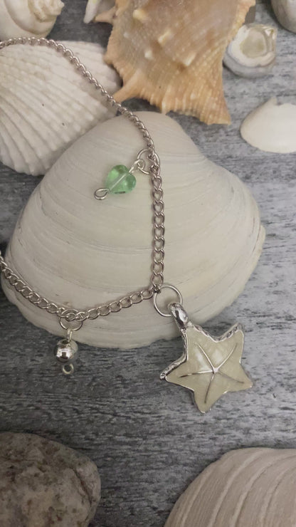 B’s Charm Bar- Starfish and Green Heart Necklace